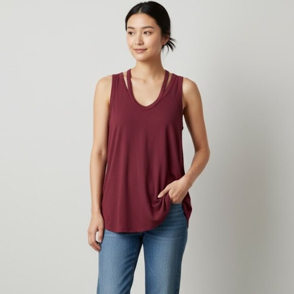 The LOFT Burgundy Tank Top Size Small - Picture 1 of 6